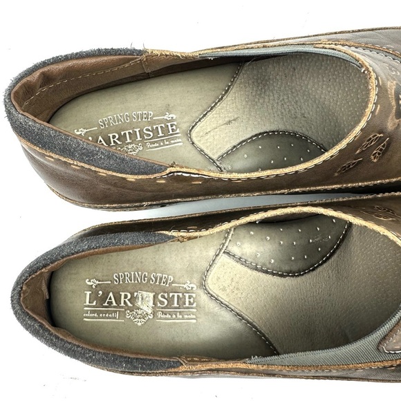 L'artiste Spring Step Burbank Shoes 40 Brown Leather Slip On Mules Womens - Picture 4 of 9